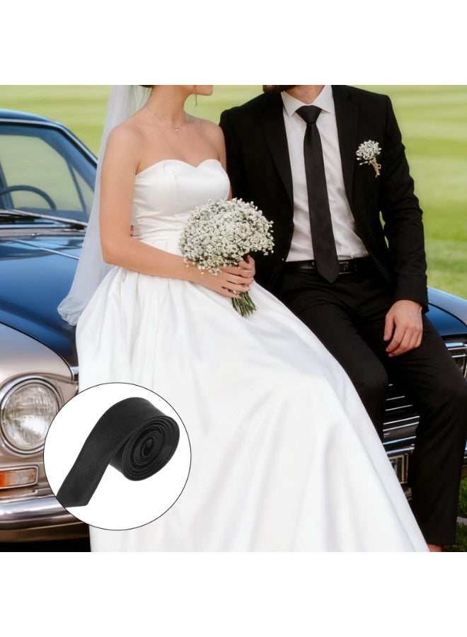 Black Skinny Tie for Women and Men, Adjustable Zipper Skinny Ties, Solid Color Black Ties for Wedding Business - Image 5